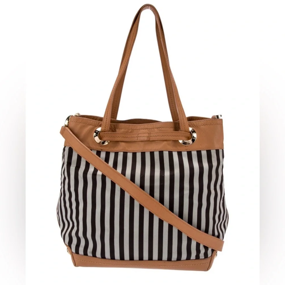 Henri Bendel Centennial Signature Stripe Bucket Crossbody w/ dustbag